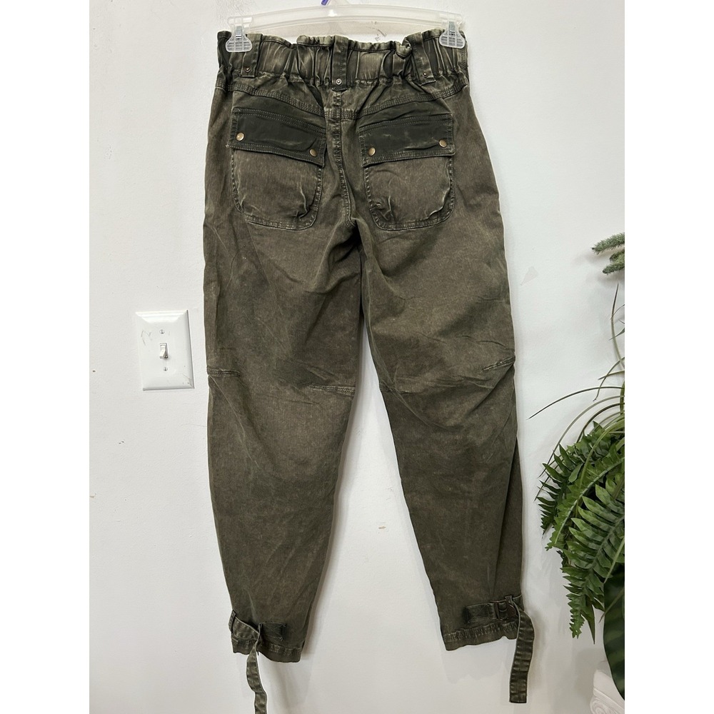 Free People Cant Compare Slouch Pants XS Olive Green Cargo Utility Grunge Boho - Picture 5 of 8